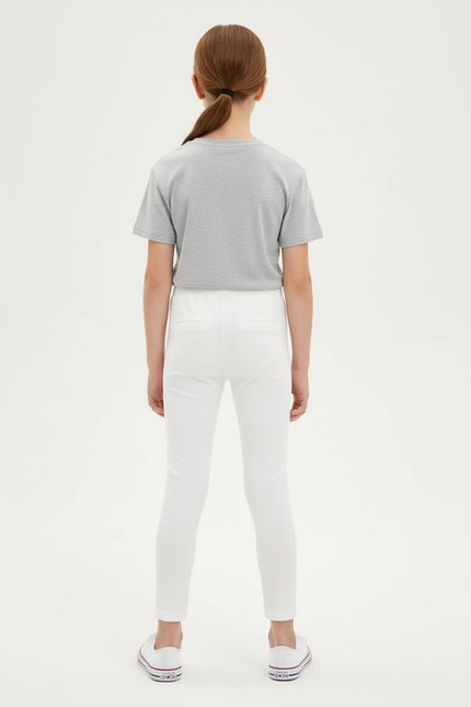 Pantalon Blanc Coton Skinny Fille Basique Confortable - vue 2