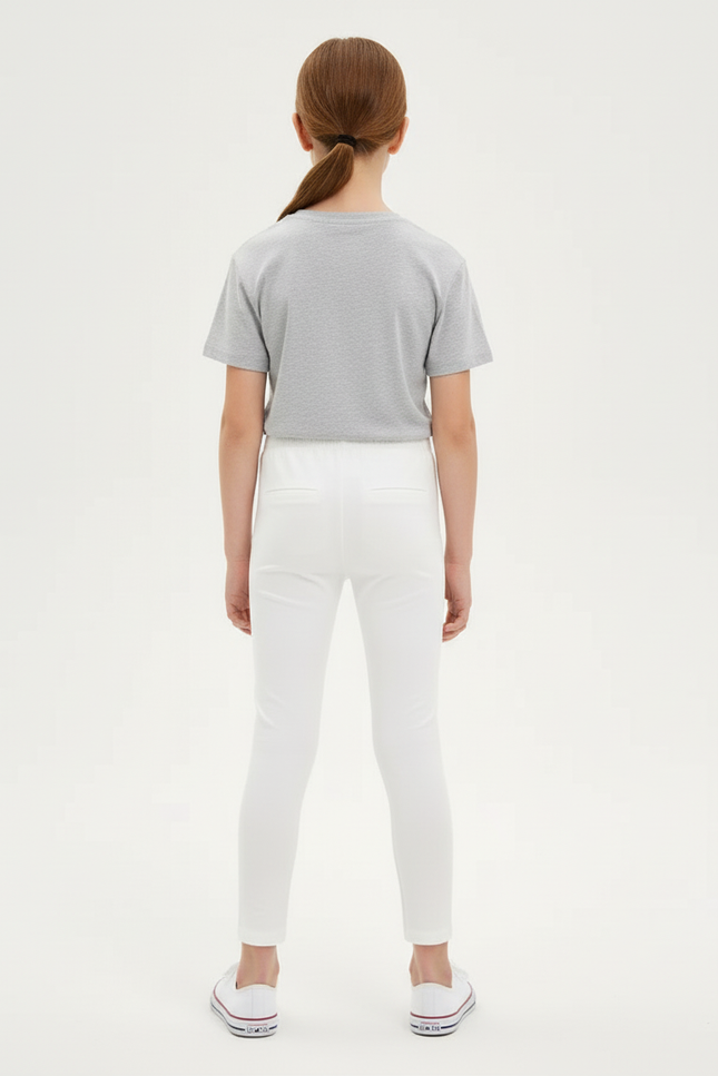 Pantalon Blanc Coton Skinny Fille Basique Confortable - vue 2