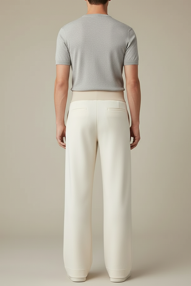Pantalon Blanc Homme Droit Ample Décontracté Confortable - Molleton - vue 2