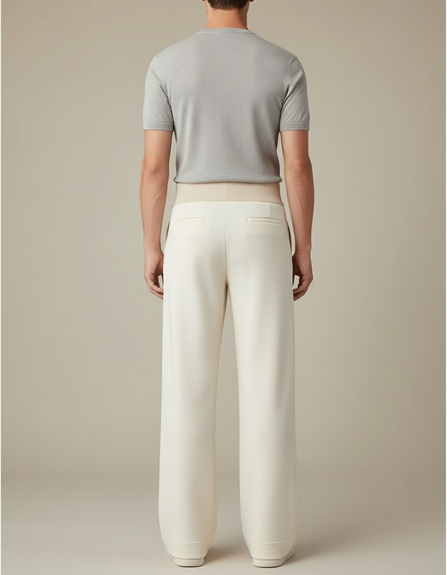 Pantalon Blanc Homme Droit Ample Décontracté Confortable - Molleton - vue 2