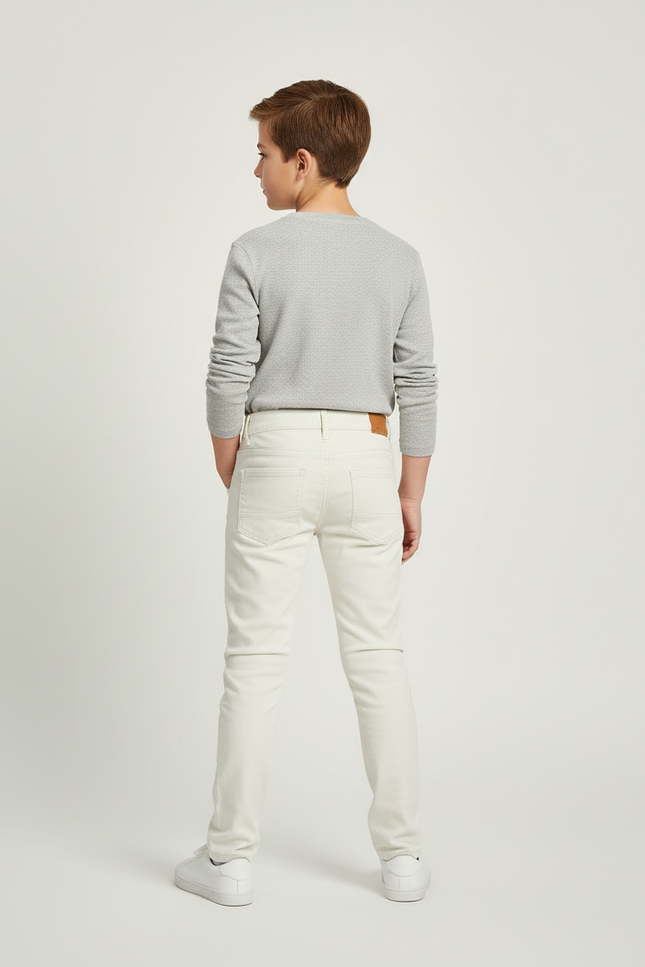 Pantalon Blanc Enfant Jean Slim Matelassé Moderne - vue 2