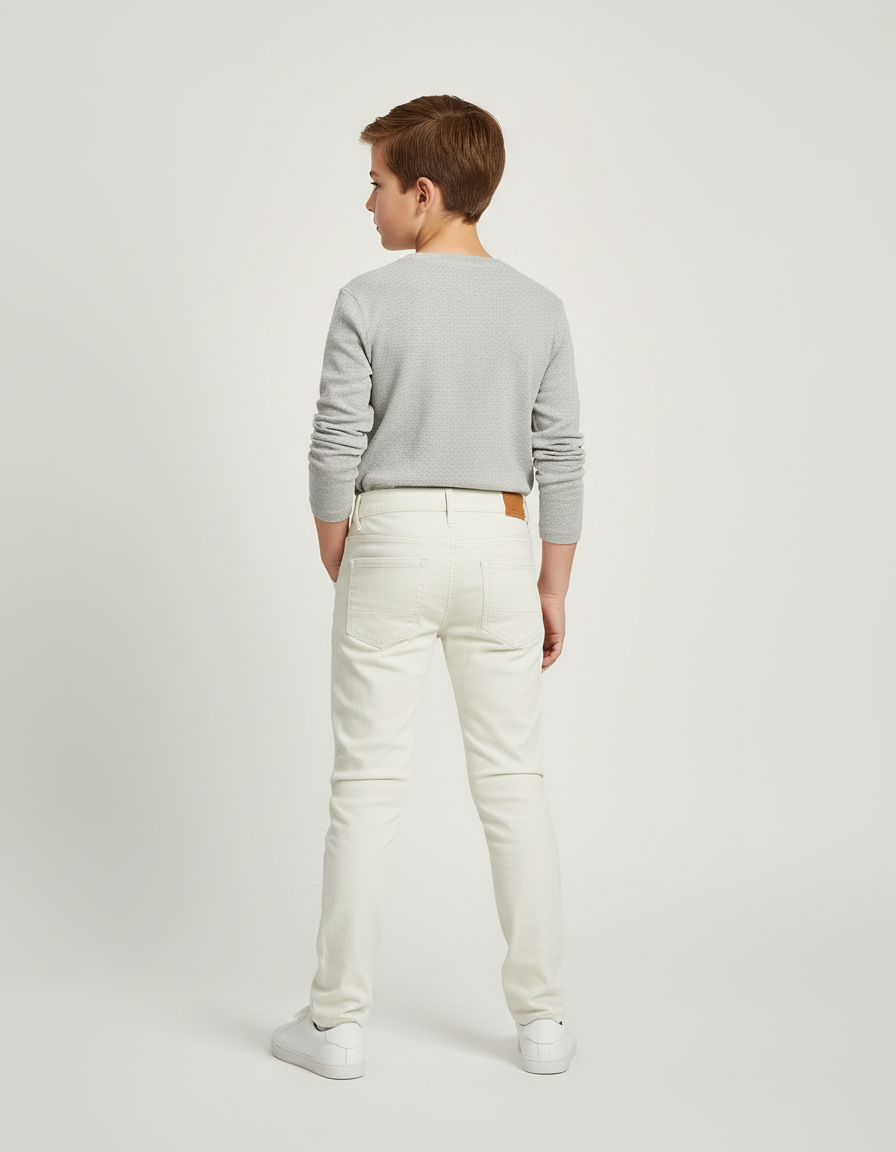 Pantalon Blanc Enfant Jean Slim Matelassé Moderne - vue 2