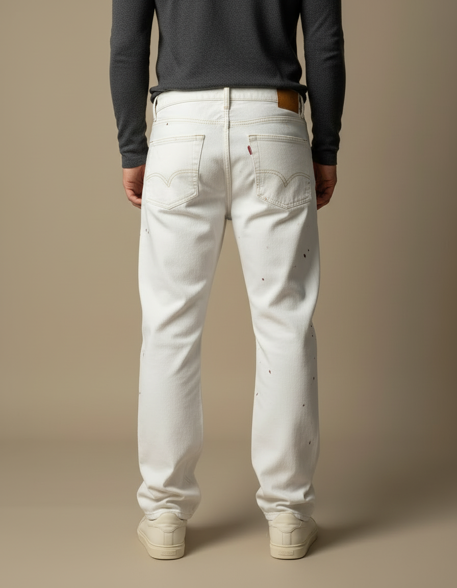 Pantalon Blanc Baggy Imprimé Sang Horreur Hip Hop - Jean - vue 2