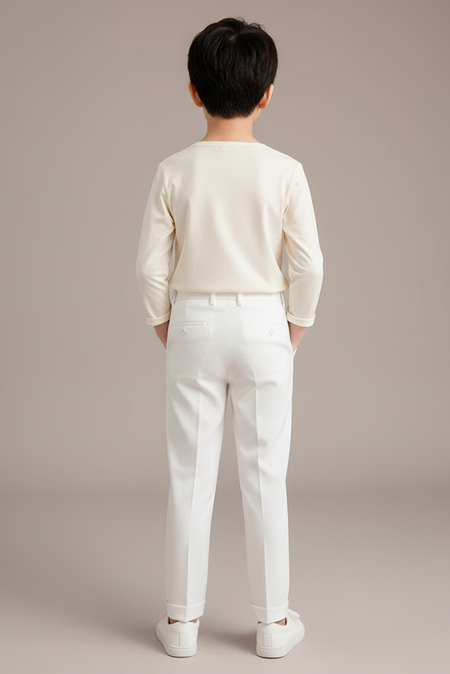 Pantalon Blanc Classique Droit Élégant Enfant - Gabardine - vue 2