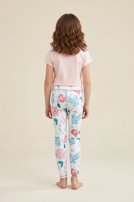 Pantalon Blanc Fille Imprimé Sirène Corail Yoga - Polyester - vue 2