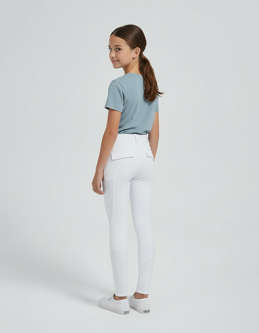 Pantalon Blanc Équestre Fille Slim Silicone Adhérent - Polyester - vue 2
