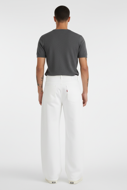 Pantalon Blanc Large Denim Unisexe Décontracté - Jean - vue 2