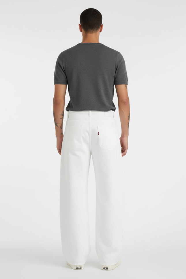 Pantalon Blanc Large Denim Unisexe Décontracté - Jean - vue 2