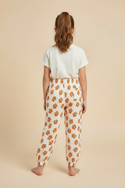 Pantalon Blanc Mousseline Imprimé Smiley Enfant Décontracté - Coton - vue 2