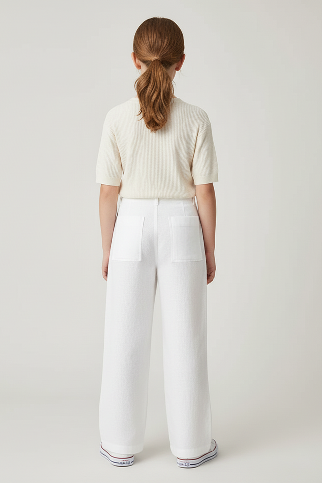 Pantalon Blanc Ample Lin Décontracté Enfant - vue 2