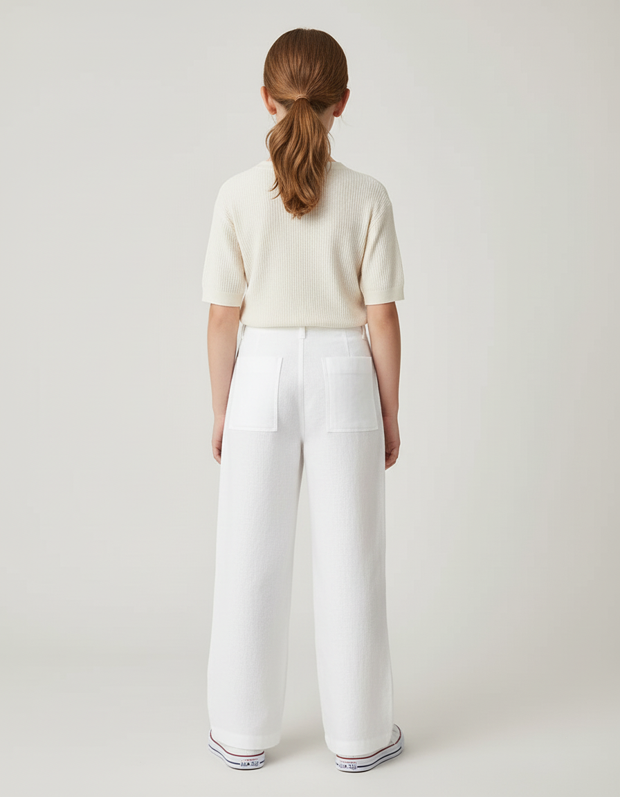 Pantalon Blanc Ample Lin Décontracté Enfant - vue 2