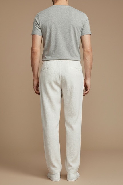 Pantalon Lin Blanc Cassé Homme - vue 2