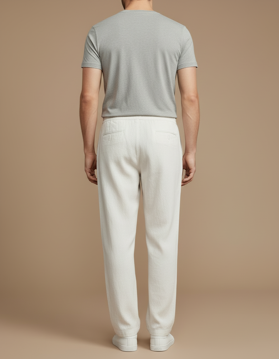 Pantalon Lin Blanc Cassé Homme - vue 2