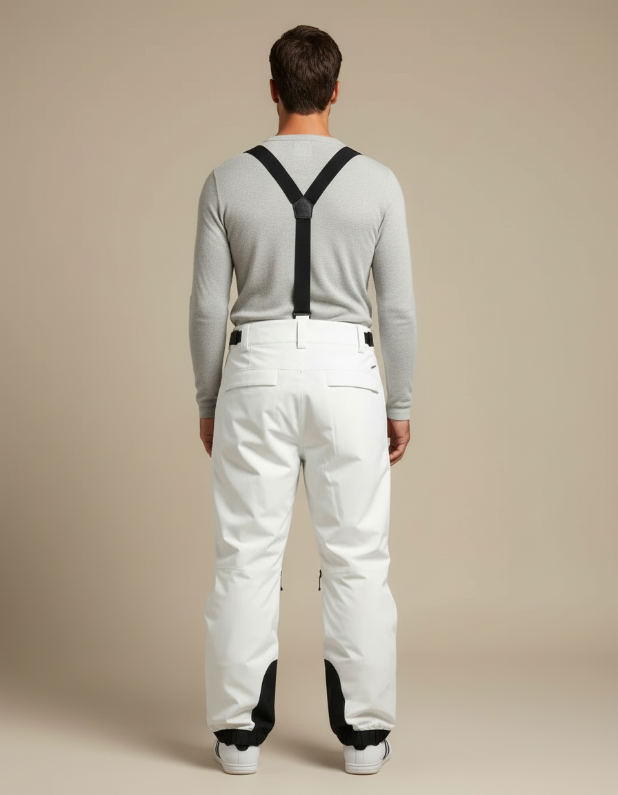 Pantalon Blanc Ski Imperméable Coupe-vent Homme Bretelles - Polyester - vue 2