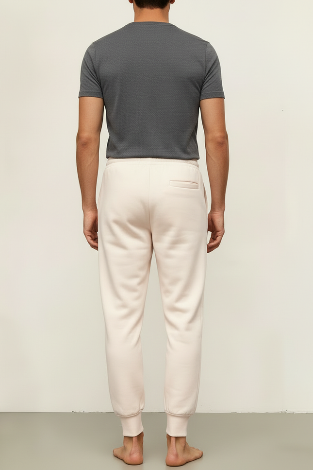 Pantalon Blanc Molletonné Confortable Jogging Homme Estonie - Beige - vue 2