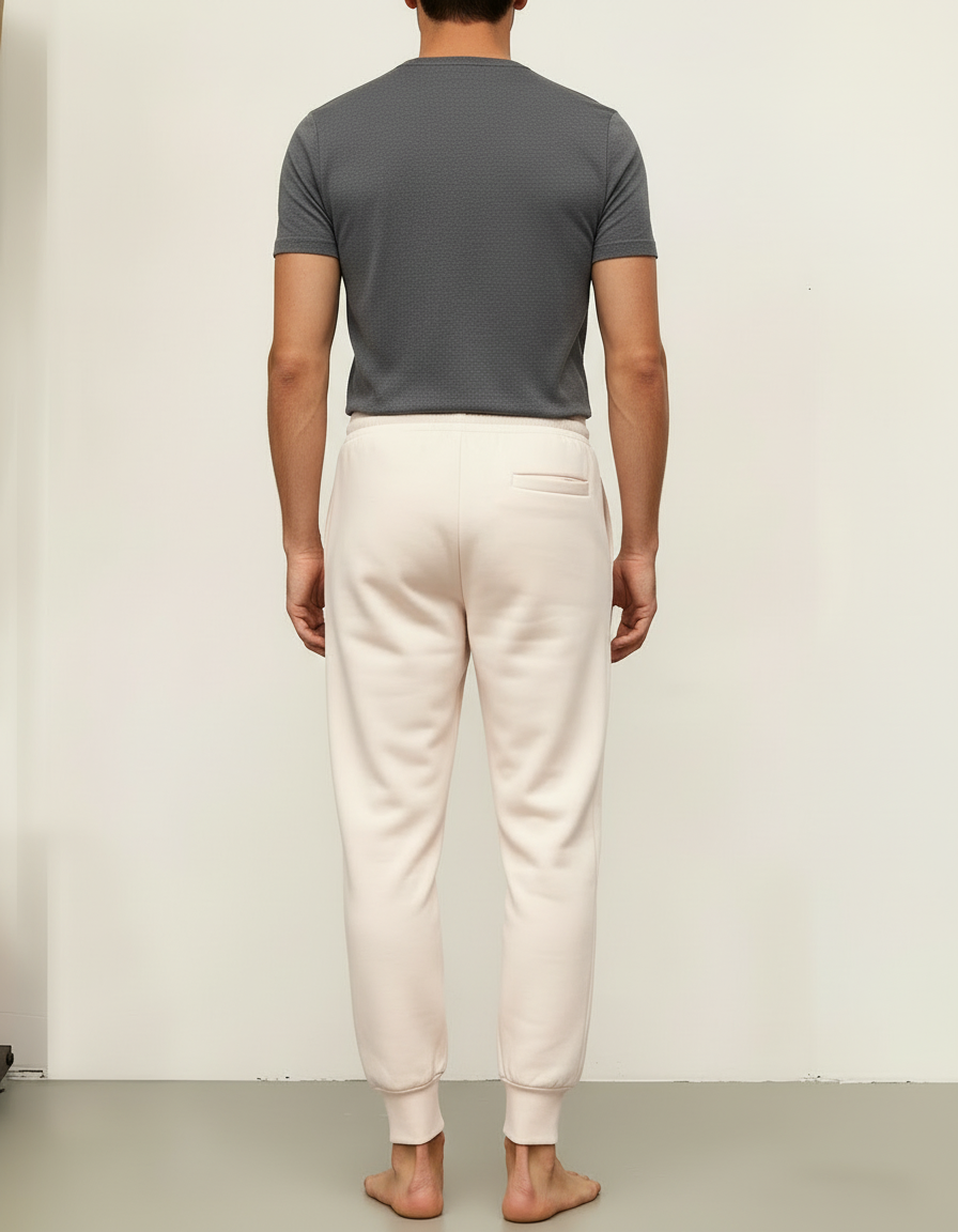 Pantalon Blanc Molletonné Confortable Jogging Homme Estonie - Beige - vue 2