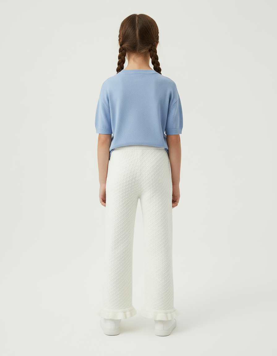 Pantalon Blanc Flare - Maille - vue 2