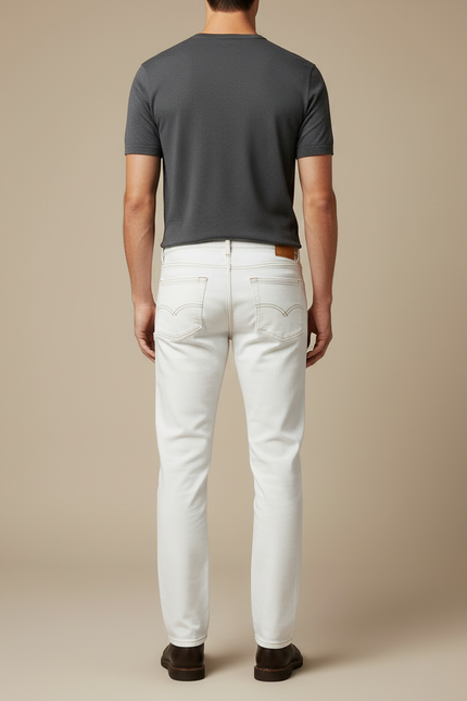 Pantalon Blanc Homme, Slim, Décontracté, Coton - Jean - vue 2