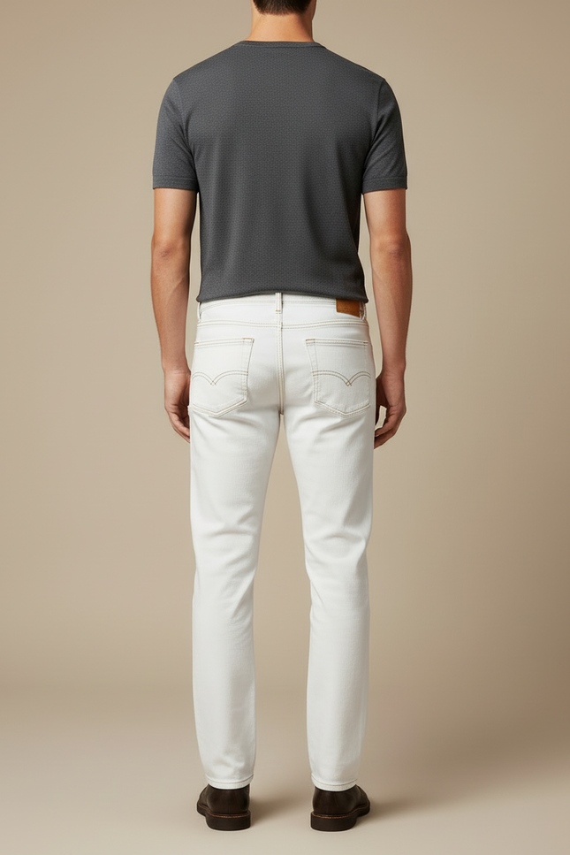 Pantalon Blanc Homme, Slim, Décontracté, Coton - Jean - vue 2