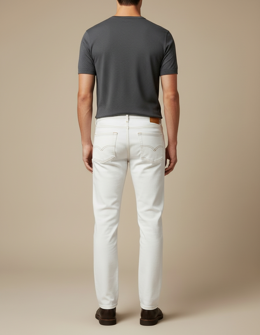 Pantalon Blanc Homme, Slim, Décontracté, Coton - Jean - vue 2