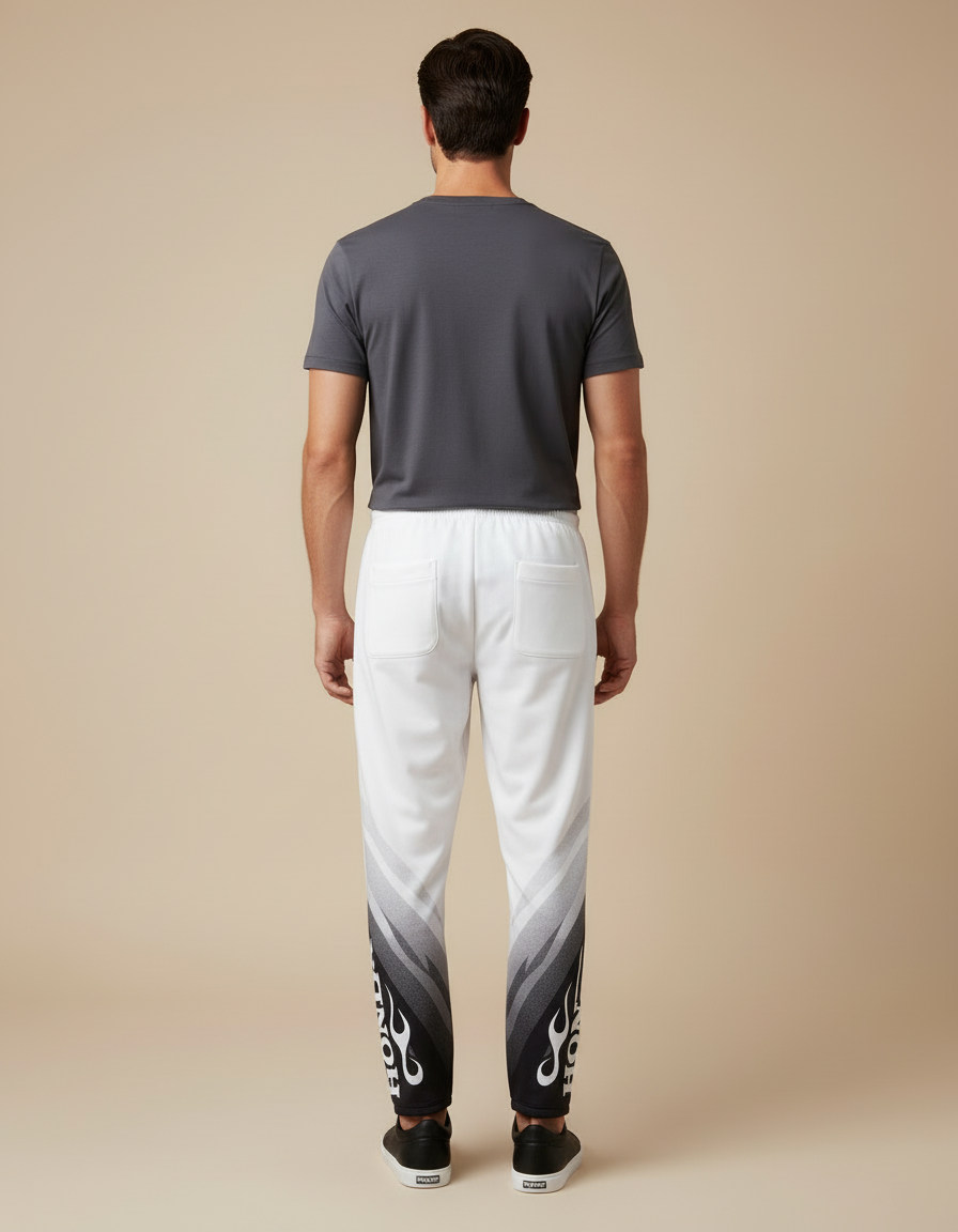 Pantalon Blanc Sportif Honda Racing Flammes Dégradées - Multicolore Polyester - vue 2
