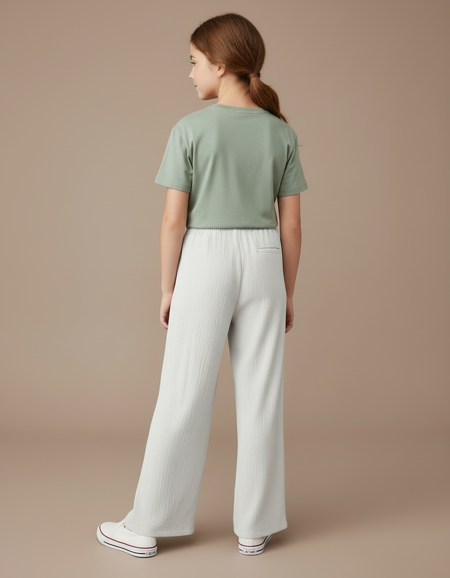 Pantalon Blanc Fluide Ample Confortable Décontracté Côtelé - Cordé - vue 2