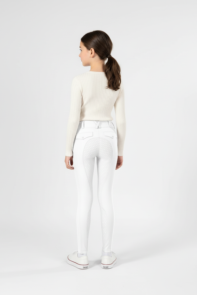 Pantalon Blanc Équestre Fille Slim Silicone Motif - Polyester - vue 2