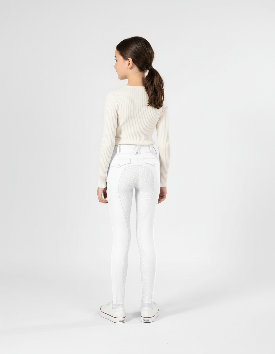 Pantalon Blanc Équestre Fille Slim Silicone Motif - Polyester - vue 2