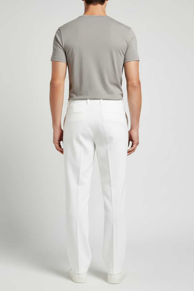 Pantalon Blanc Homme Droit Décontracté Élégant - Polyester - vue 2