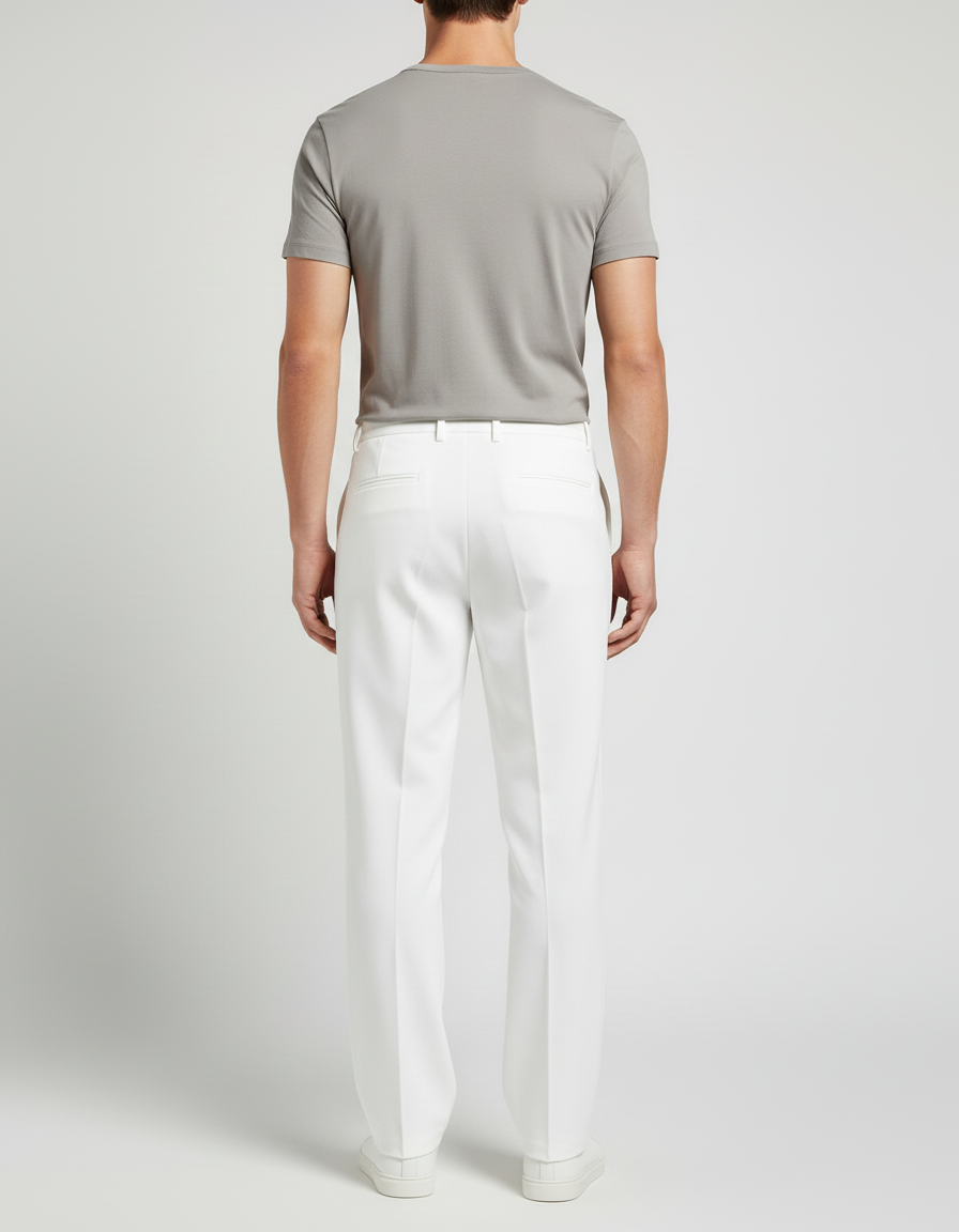Pantalon Blanc Homme Droit Décontracté Élégant - Polyester - vue 2