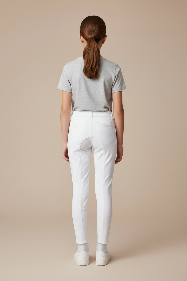 Pantalon Blanc Fille Équestre Slim Silicone - Polyester - vue 2