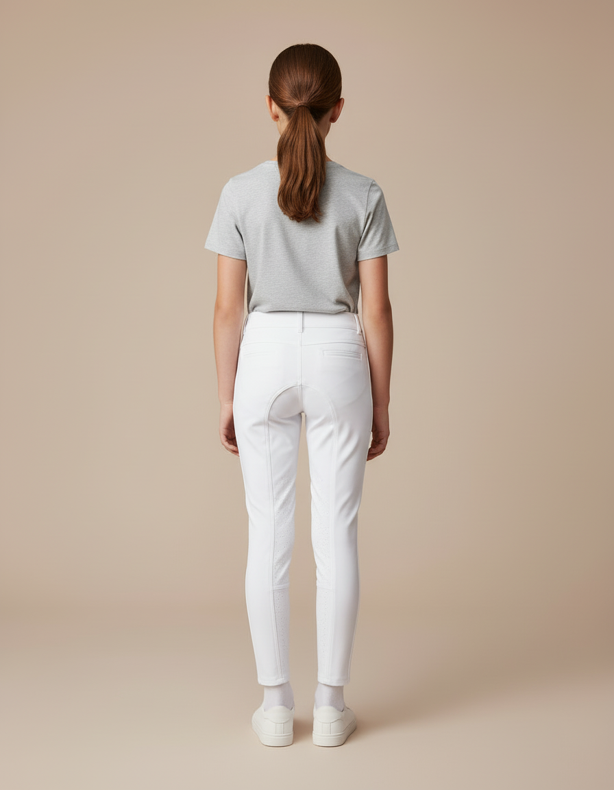 Pantalon Blanc Fille Équestre Slim Silicone - Polyester - vue 2