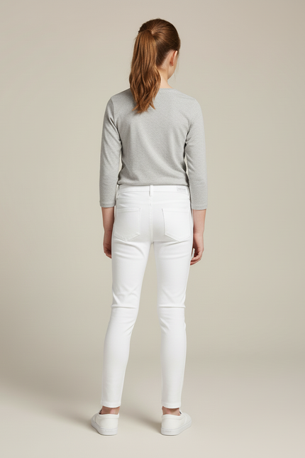 Pantalon Blanc Slim Stretch Enfant Fille Uni - Maille - vue 2