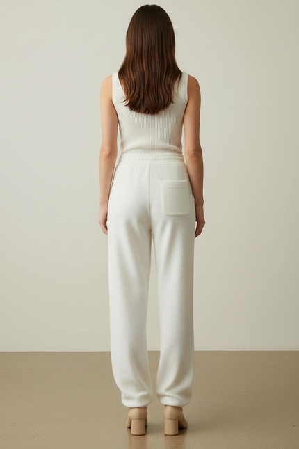Pantalon Blanc Sport Femme - Molleton - vue 2