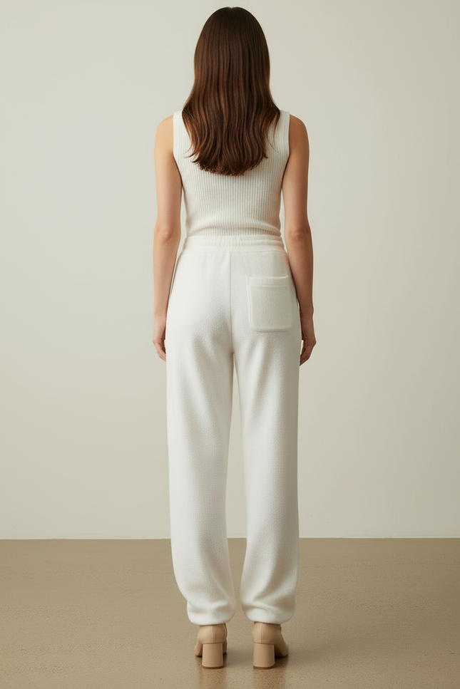 Pantalon Blanc Sport Femme - Molleton - vue 2