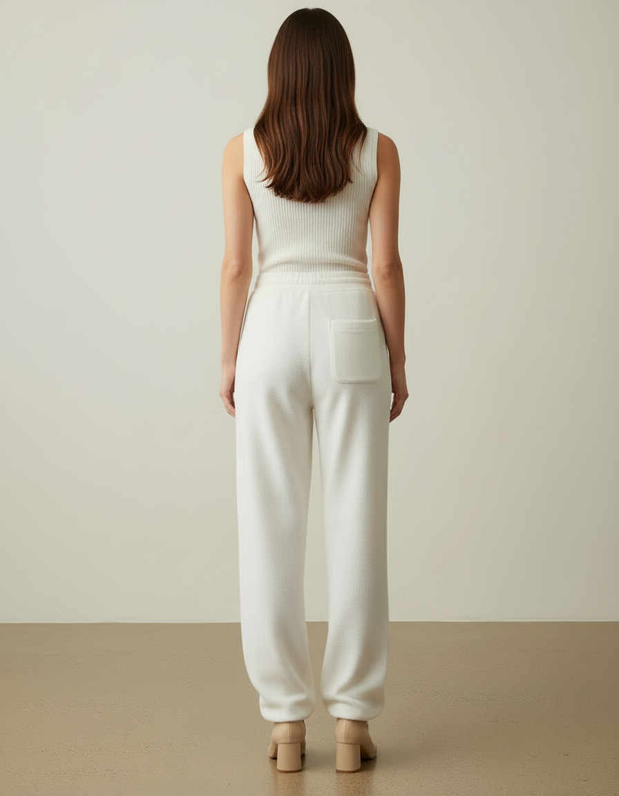 Pantalon Blanc Sport Femme - Molleton - vue 2