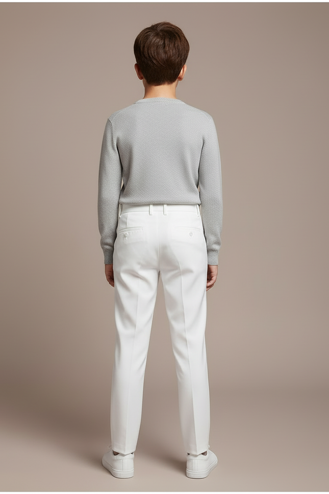 Pantalon Blanc Habillé Élégant Enfant Garçon Formel - Polyester - vue 2