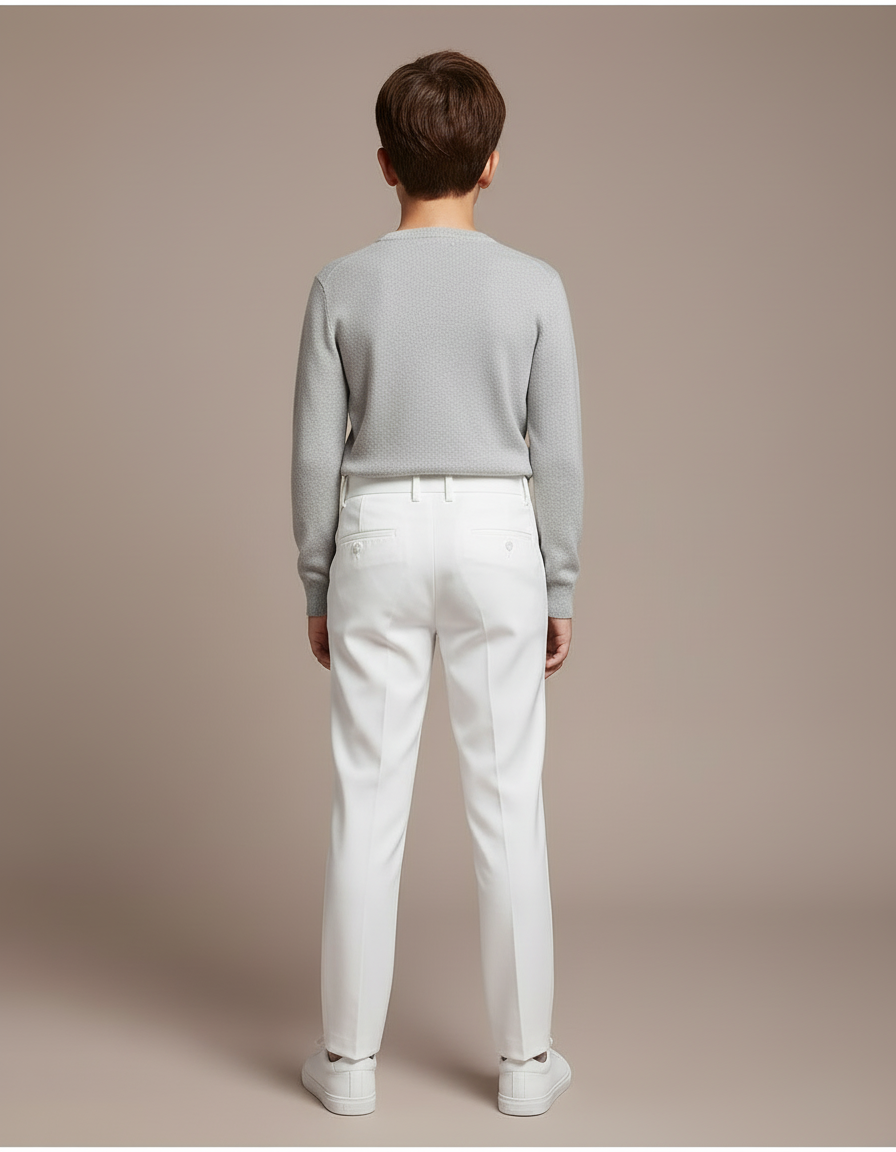 Pantalon Blanc Habillé Élégant Enfant Garçon Formel - Polyester - vue 2