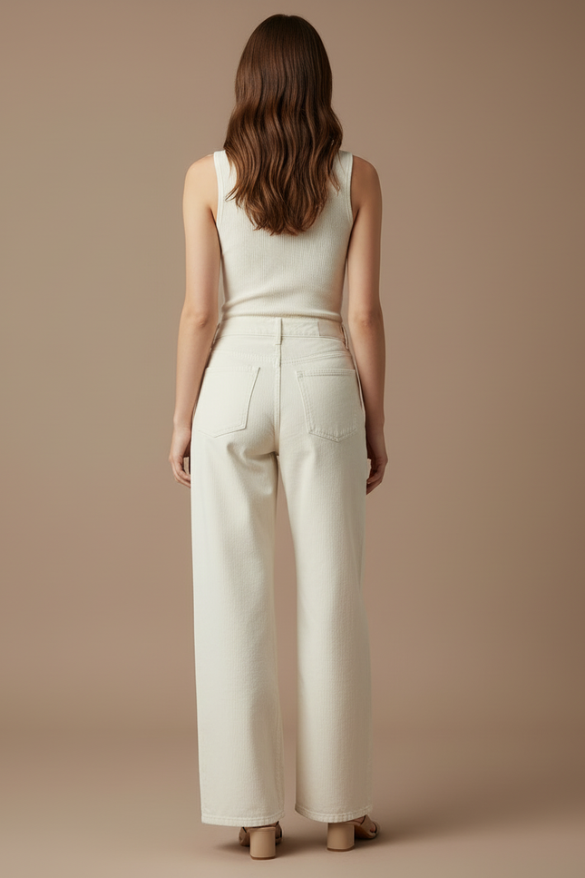 Pantalon Toile Blanc Femme - vue 2