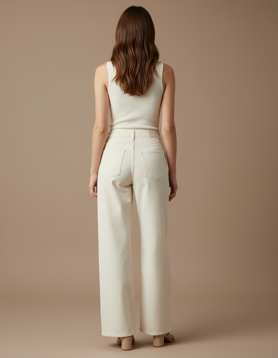Pantalon Toile Blanc Femme - vue 2