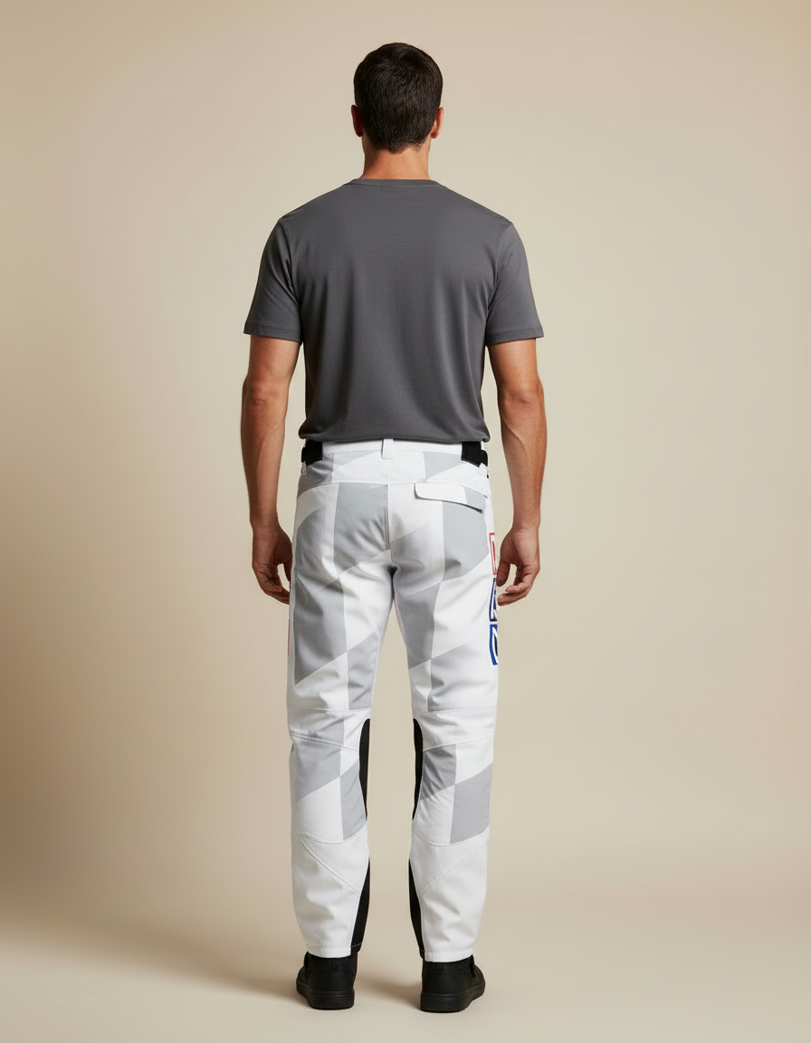 Pantalon Blanc A Carreaux - Imprimé Polyester - vue 2