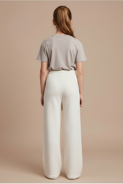 Pantalon Blanc Ample Tricoté Confortable Fille - Maille - vue 2