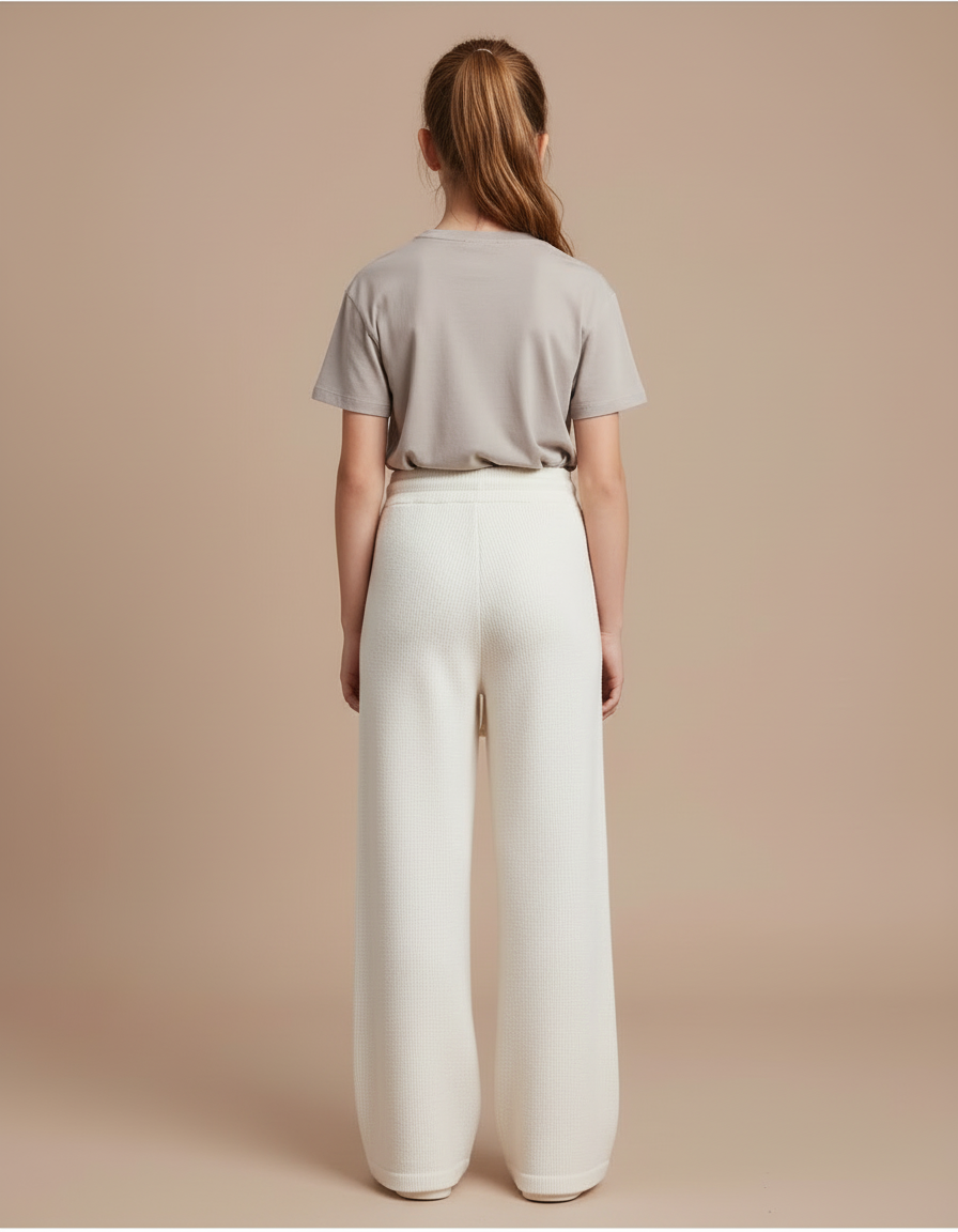 Pantalon Blanc Ample Tricoté Confortable Fille - Maille - vue 2
