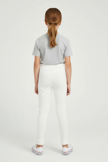 Pantalon Blanc Côtelé Slim Confortable Enfant Hiver - Maille - vue 2