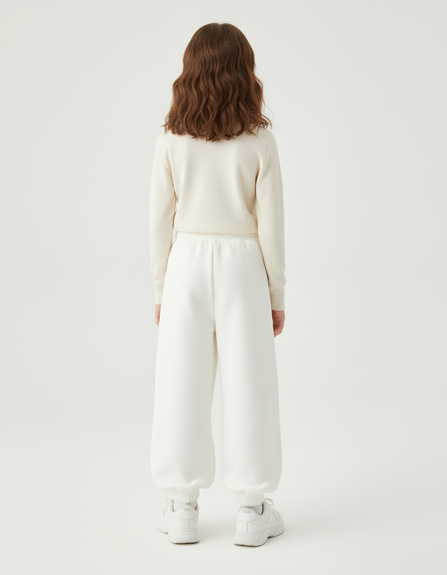Pantalon Blanc Ample Molleton Enfant Sport Décontracté - vue 2