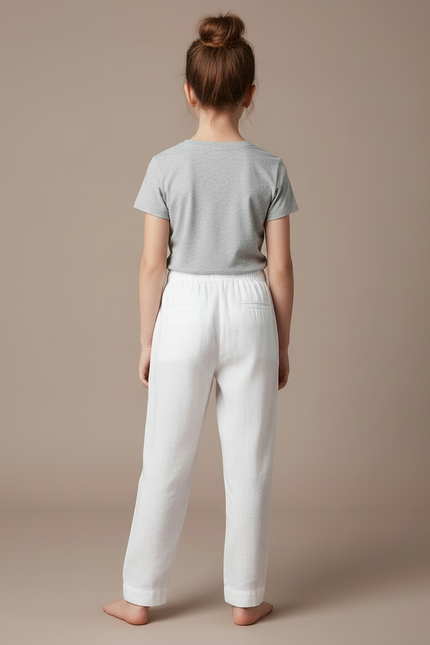 Pantalon Blanc Coton Ample Respirant Enfant - Lin - vue 2