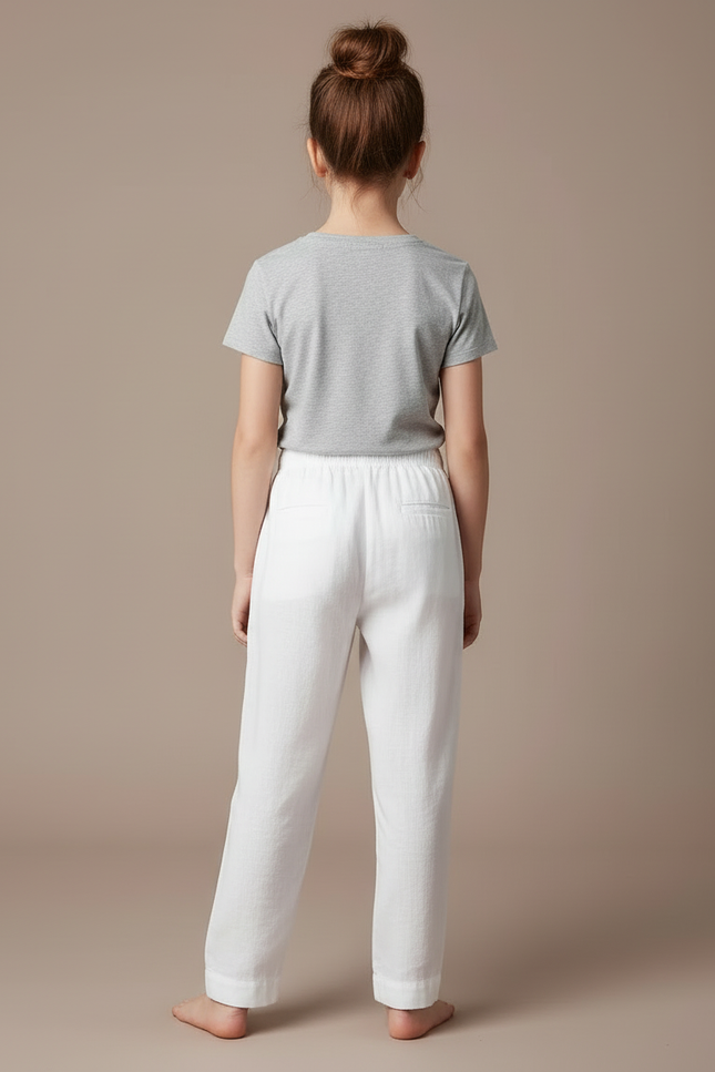 Pantalon Blanc Coton Ample Respirant Enfant - Lin - vue 2