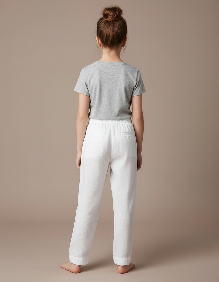 Pantalon Blanc Coton Ample Respirant Enfant - Lin - vue 2