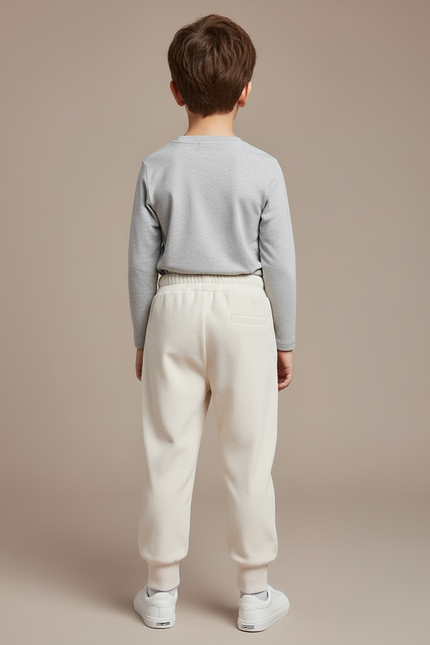 Pantalon Blanc Poche Devant - Beige Cordé - vue 2