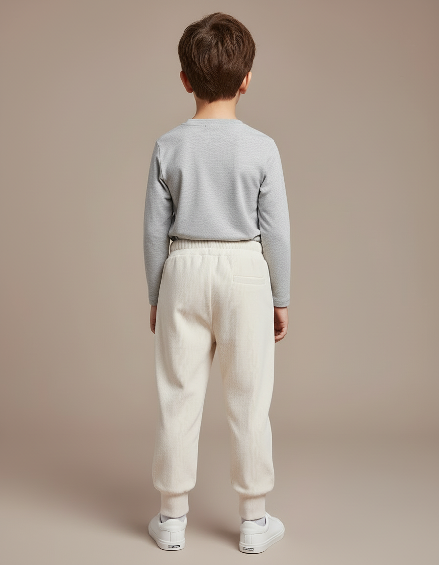 Pantalon Blanc Poche Devant - Beige Cordé - vue 2